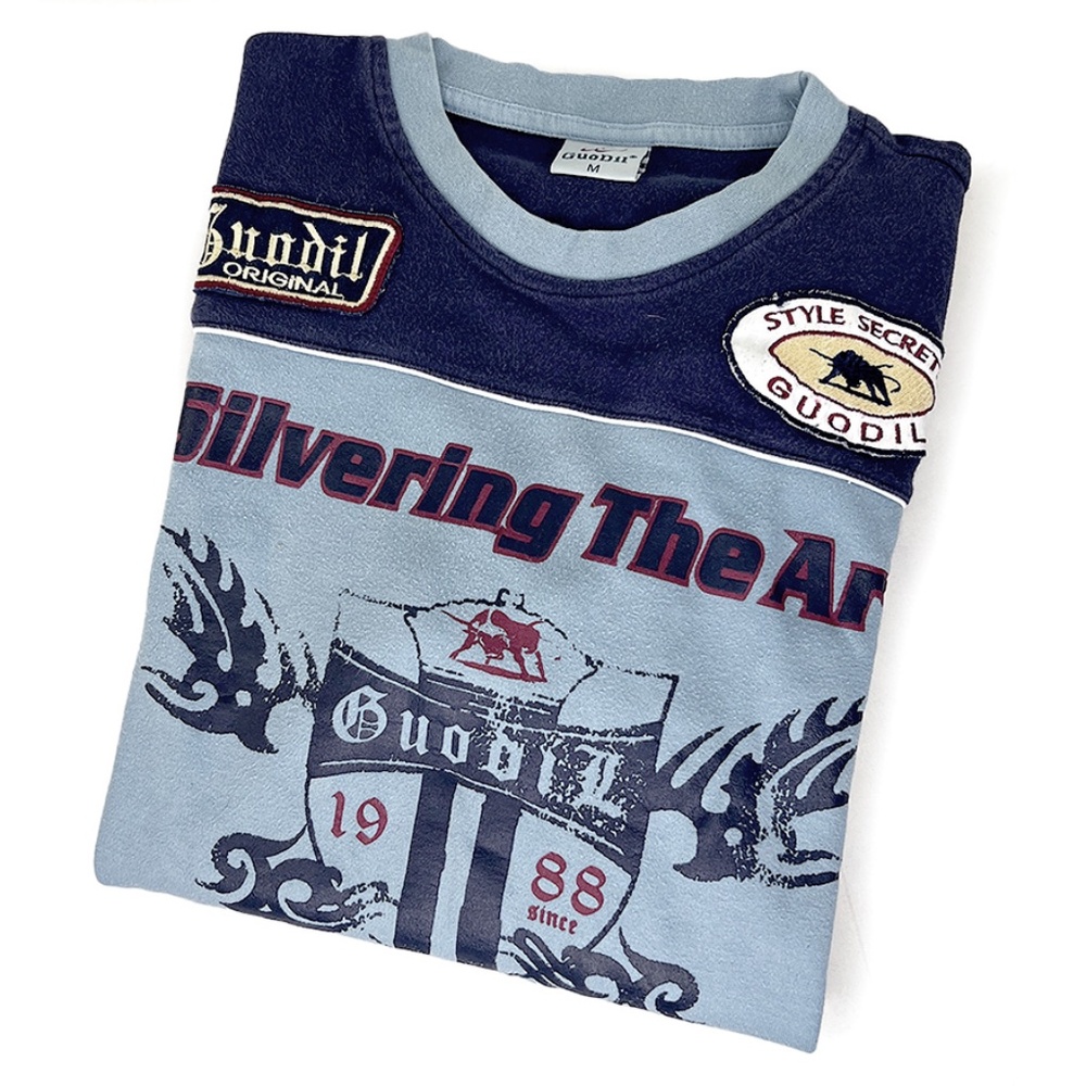 GuoDil Blue Vintage Pullover Sweatshirt from Venice